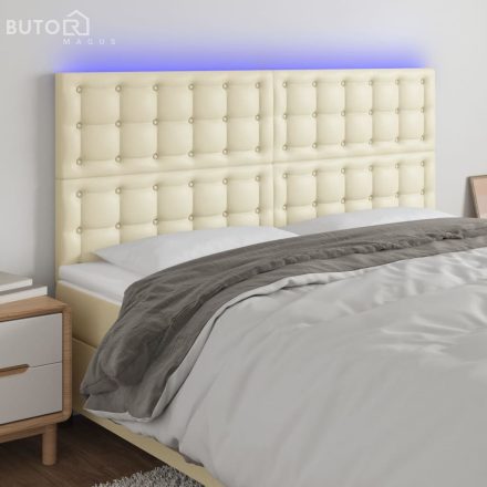vidaXL krémszínű műbőr LED-es fejtámla 200x5x118/128 cm