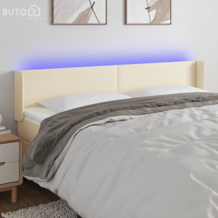 vidaXL krémszínű műbőr LED-es fejtámla 203 x 16 x 78/88 cm