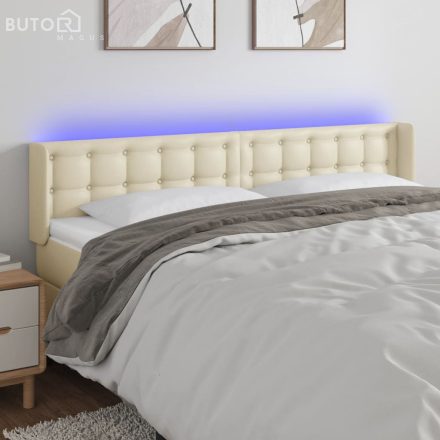 vidaXL krémszínű műbőr LED-es fejtámla 203 x 16 x 78/88 cm