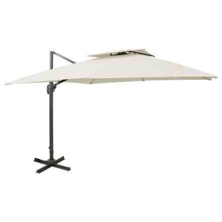 vidaXL homokszínű dupla tetejű konzolos napernyő 300 x 300 cm