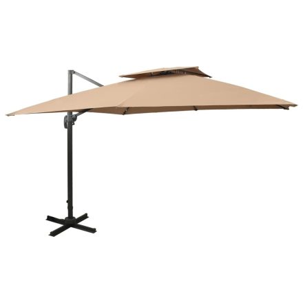 vidaXL tópszínű dupla tetejű konzolos napernyő 300 x 300 cm