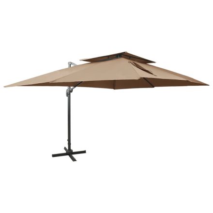 vidaXL tópszínű dupla tetejű konzolos napernyő 400 x 300 cm
