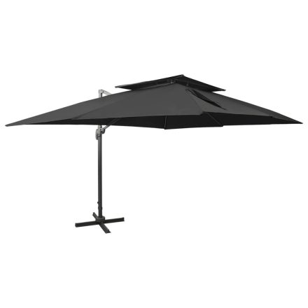 vidaXL fekete dupla tetejű konzolos napernyő 400 x 300 cm