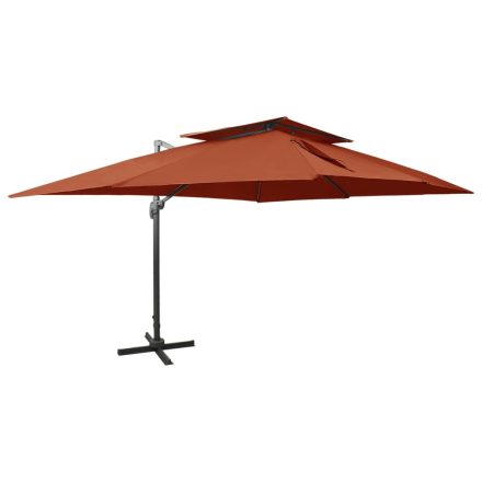 vidaXL terrakotta színű dupla tetejű konzolos napernyő 400 x 300 cm