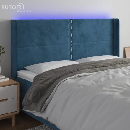 vidaXL sötétkék bársony LED-es fejtámla 183x16x118/128 cm