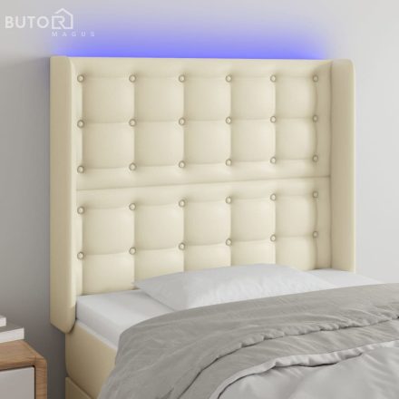 vidaXL krémszínű műbőr LED-es fejtámla 103x16x118/128 cm