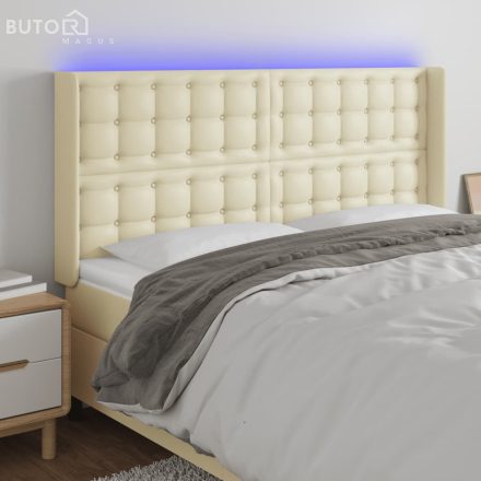 vidaXL krémszínű műbőr LED-es fejtámla 147x16x118/128 cm