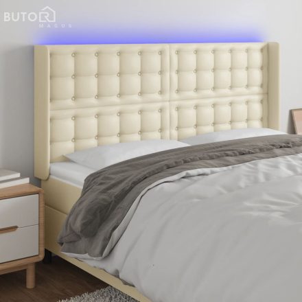 vidaXL krémszínű műbőr LED-es fejtámla 183x16x118/128 cm