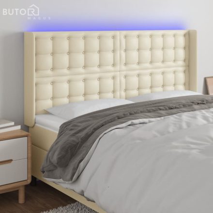 vidaXL krémszínű műbőr LED-es fejtámla 203x16x118/128 cm