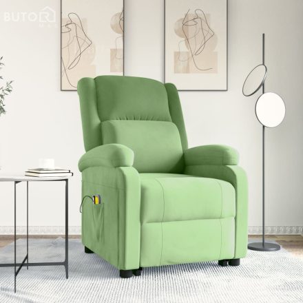 vidaXL világoszöld bársony felállást segítő masszázsfotel