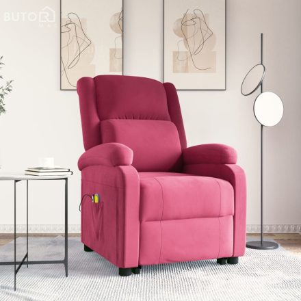 vidaXL bordó bársony felállást segítő masszázsfotel