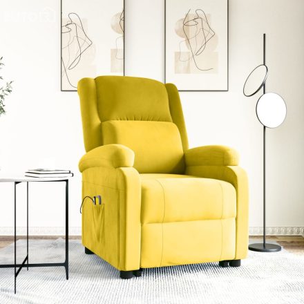 vidaXL sárga bársony felállást segítő masszázsfotel
