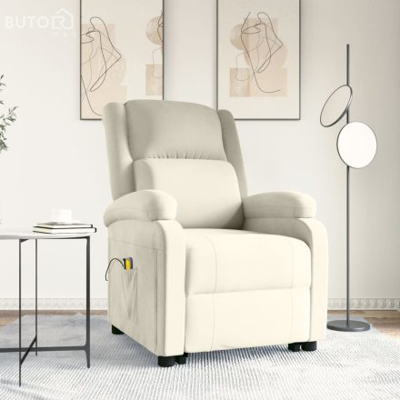 vidaXL krémszínű bársony felállást segítő masszázsfotel