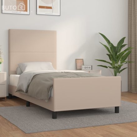 vidaXL cappuccino színű műbőr ágykeret fejtámlával 90x190 cm