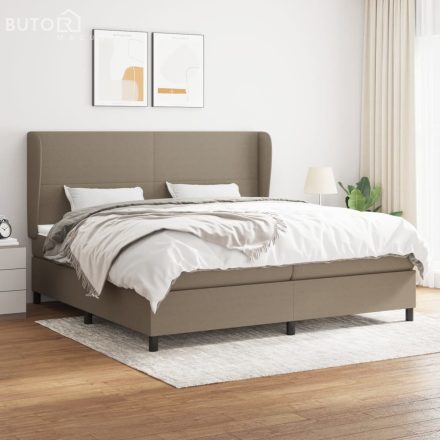 vidaXL tópszínű szövet rugós ágy matraccal 200 x 200 cm