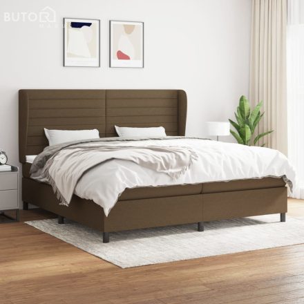 vidaXL sötétbarna szövet rugós ágy matraccal 200 x 200 cm