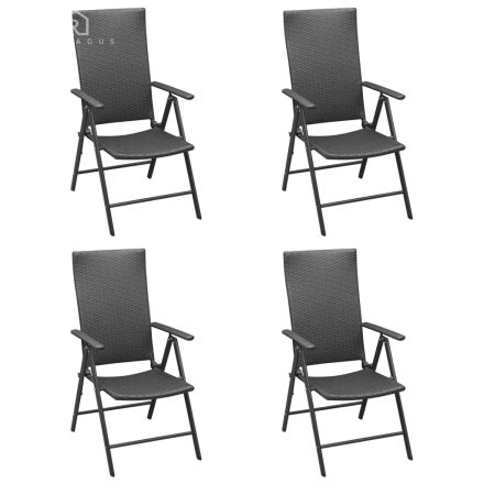 vidaXL 4 db fekete polyrattan kerti szék