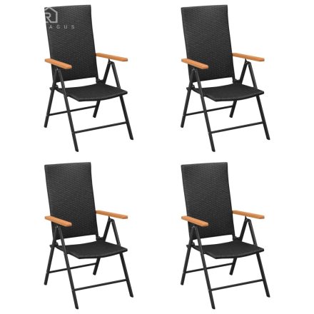 vidaXL 4 db fekete polyrattan kerti szék
