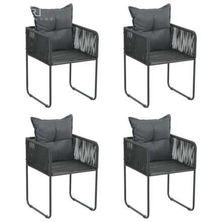 vidaXL 4 db fekete polyrattan kültéri szék párnával