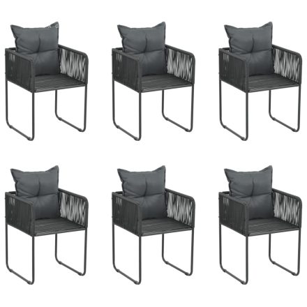 vidaXL 6 db fekete polyrattan kültéri szék párnával