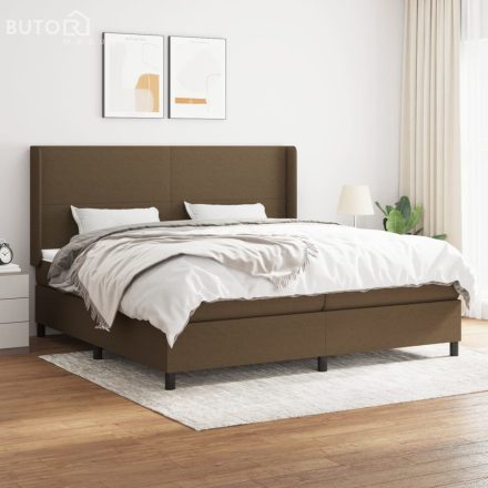 vidaXL sötétbarna szövet rugós ágy matraccal 200 x 200 cm