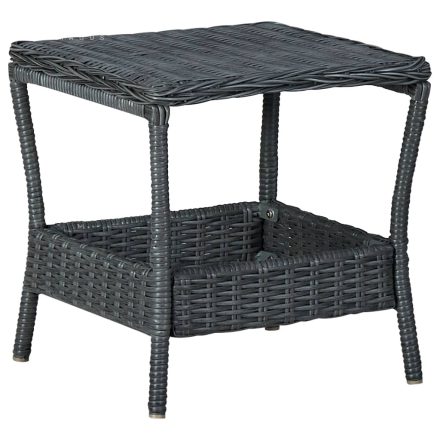 vidaXL sötétszürke polyrattan kerti asztal 45 x 45 x 46,5 cm 