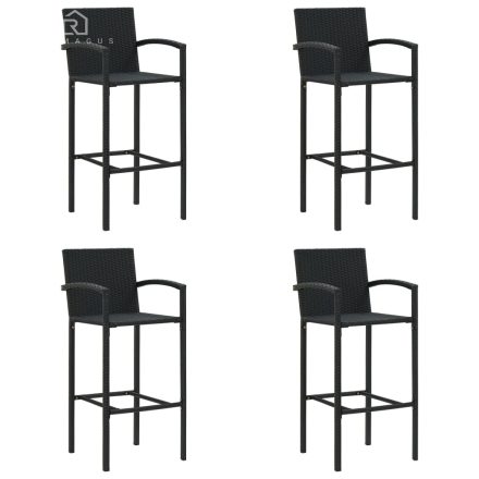 vidaXL 4 db fekete polyrattan bárszék