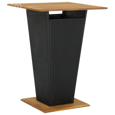 vidaXL fekete polyrattan és tömör akácfa bárasztal 80 x 80 x 110 cm