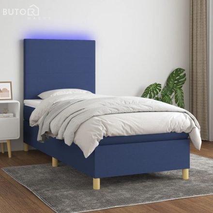 vidaXL kék szövet rugós és LED-es ágy matraccal 80 x 200 cm