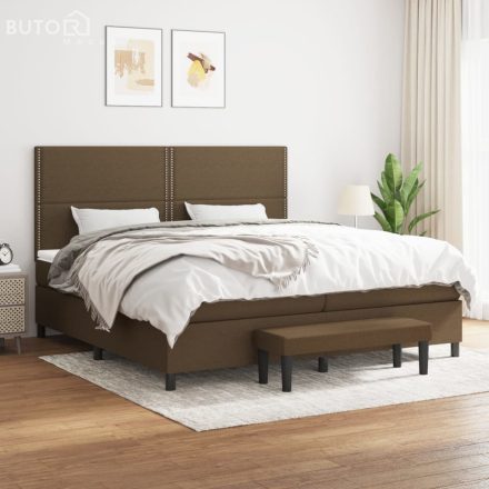 vidaXL sötétbarna szövet rugós ágy matraccal 200 x 200 cm