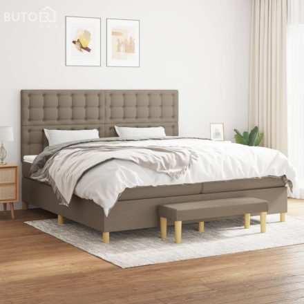 vidaXL tópszínű szövet rugós ágy matraccal 200 x 200 cm