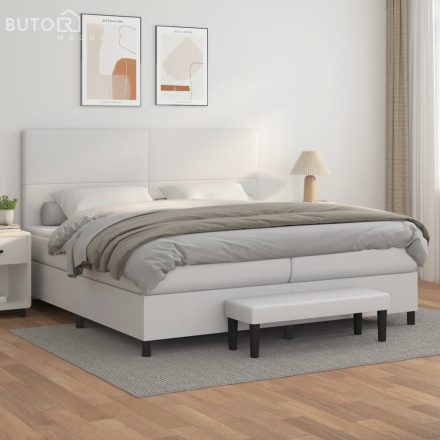 vidaXL fehér műbőr rugós ágy matraccal 200 x 200 cm