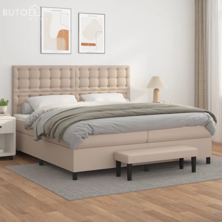 vidaXL cappuccino színű műbőr rugós ágy matraccal 200 x 200 cm