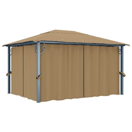 vidaXL tópszínű alumíniumpavilon függönnyel 400 x 300 cm