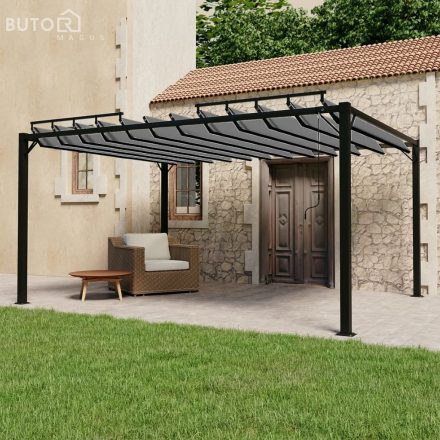 vidaXL szürke szövet és alumínium pavilon lamellás tetővel 3 x 4 m