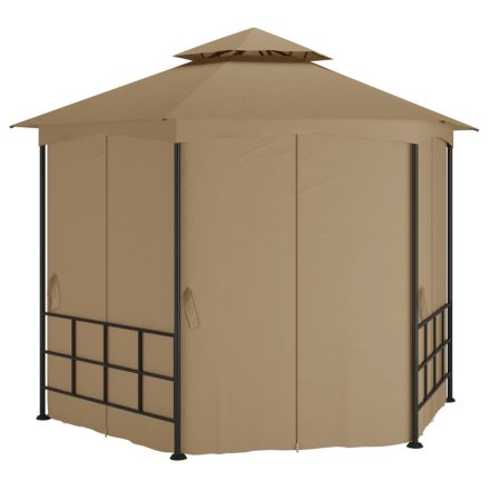vidaXL tópszínű pavilon oldalfalakkal 3,1 x 2,7 m