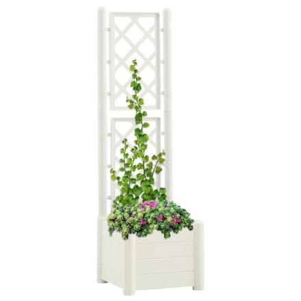 vidaXL fehér polipropilén rácsos kerti ültető 43 x 43 x 142 cm 