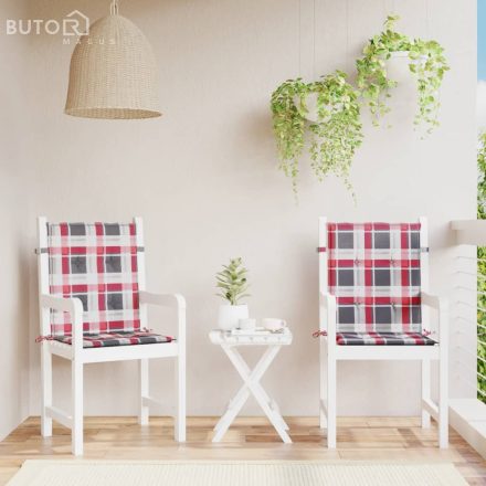 vidaXL 2 db piros kockás oxford szövet háttámlás székpárna 100x50x3 cm