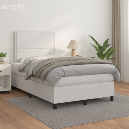 vidaXL fehér műbőr rugós ágy matraccal 120 x 200 cm