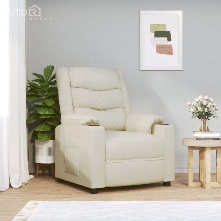vidaXL krémszínű műbőr elektromos masszázsfotel