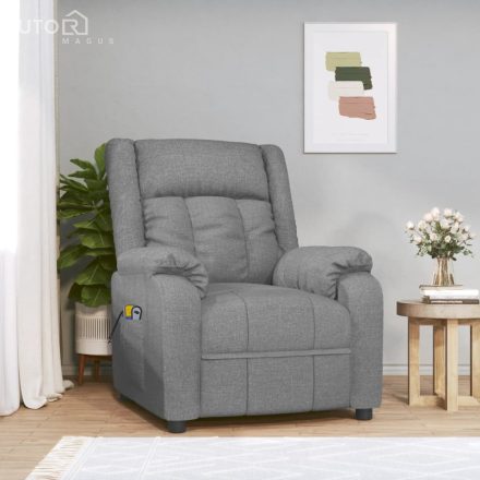 vidaXL világosszürke szövet elektromos masszázsfotel