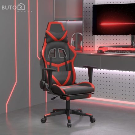 vidaXL fekete és piros műbőr masszázsjátékszék lábtartóval