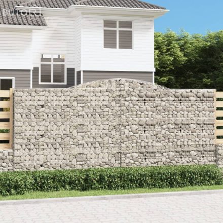 vidaXL 10 db íves horganyzott vas gabion kosár 400x50x180/200 cm