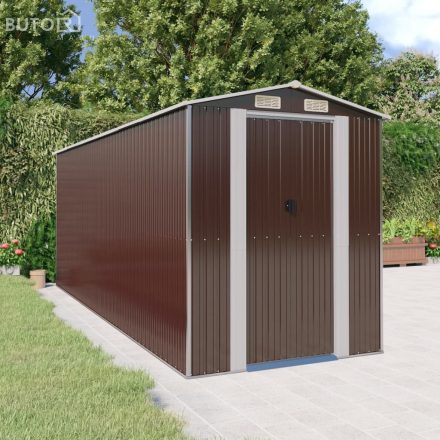 vidaXL sötétbarna horganyzott acél kerti fészer 192 x 523 x 223 cm