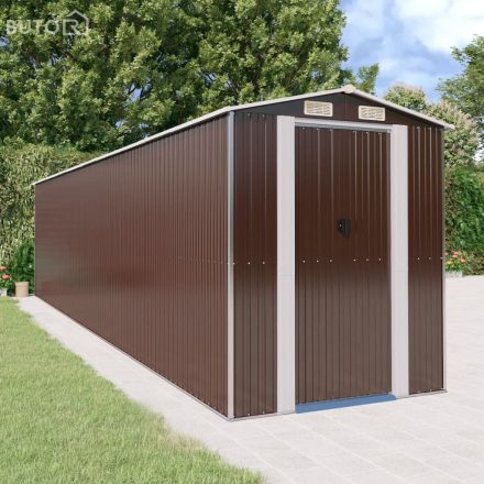 vidaXL sötétbarna horganyzott acél kerti fészer 192 x 855 x 223 cm