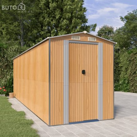 vidaXL világosbarna horganyzott acél kerti fészer 192x606x223 cm