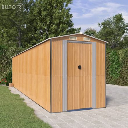 vidaXL világosbarna horganyzott acél kerti fészer 192x772x223 cm