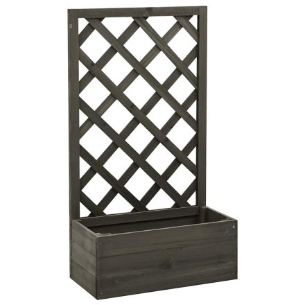 vidaXL szürke tömör fenyőfa rácsos kerti ültetőláda 50x25x90 cm 