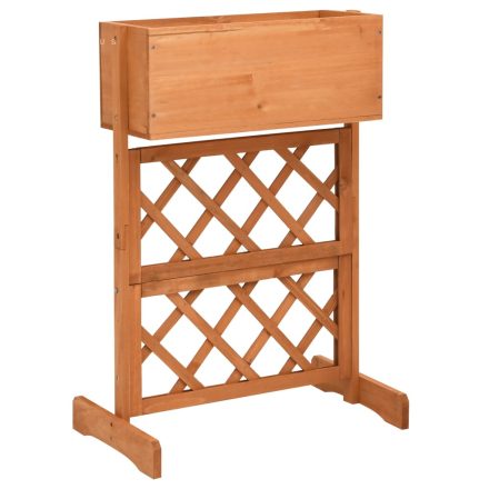 vidaXL narancssárga tömör fenyőfa rácsos kerti ültetőláda 45x30x74 cm 