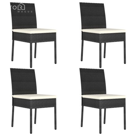vidaXL 4 db fekete polyrattan kerti étkezőszék